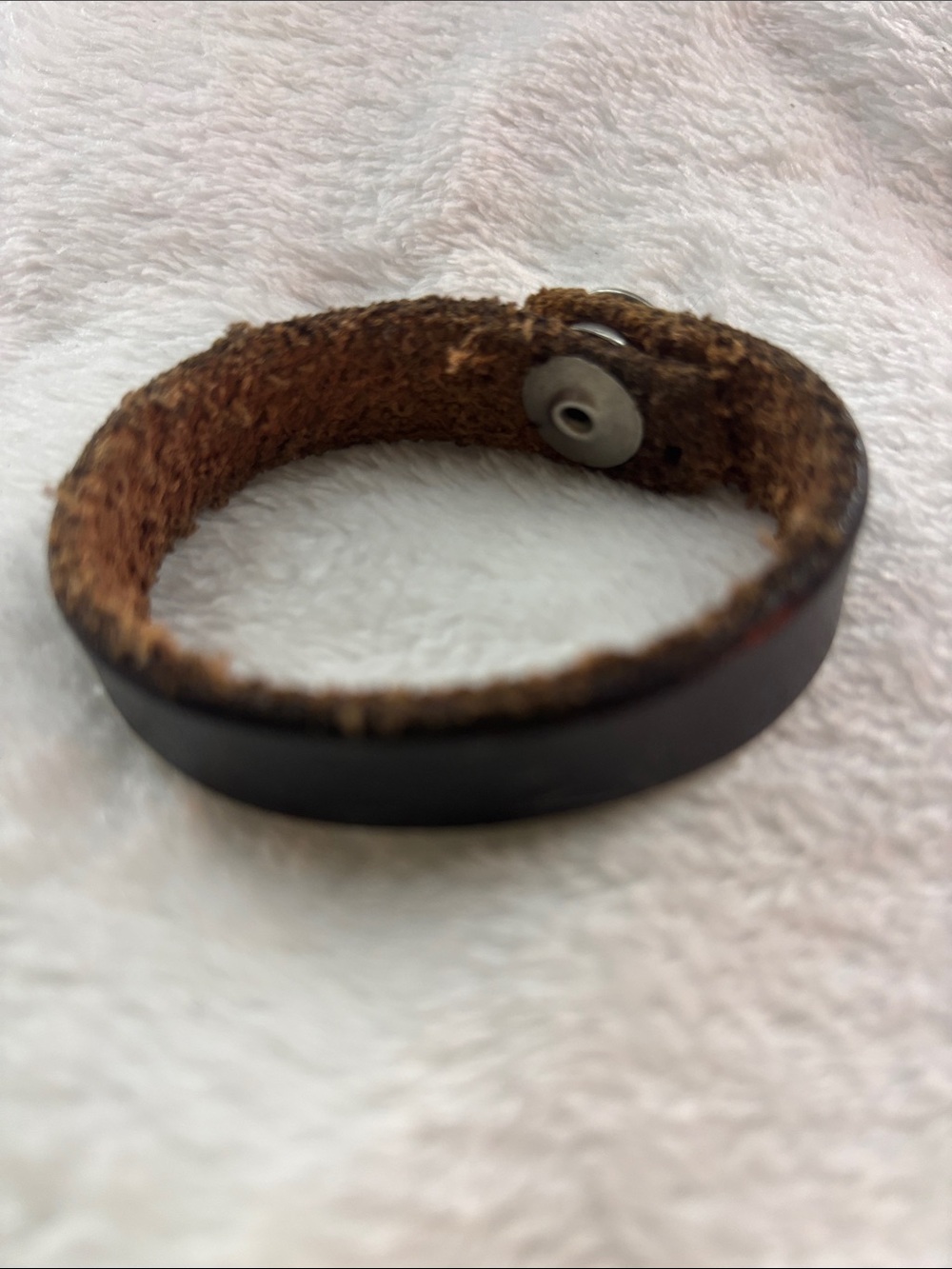 Men's Black Leather Snap Cuff Bracelet